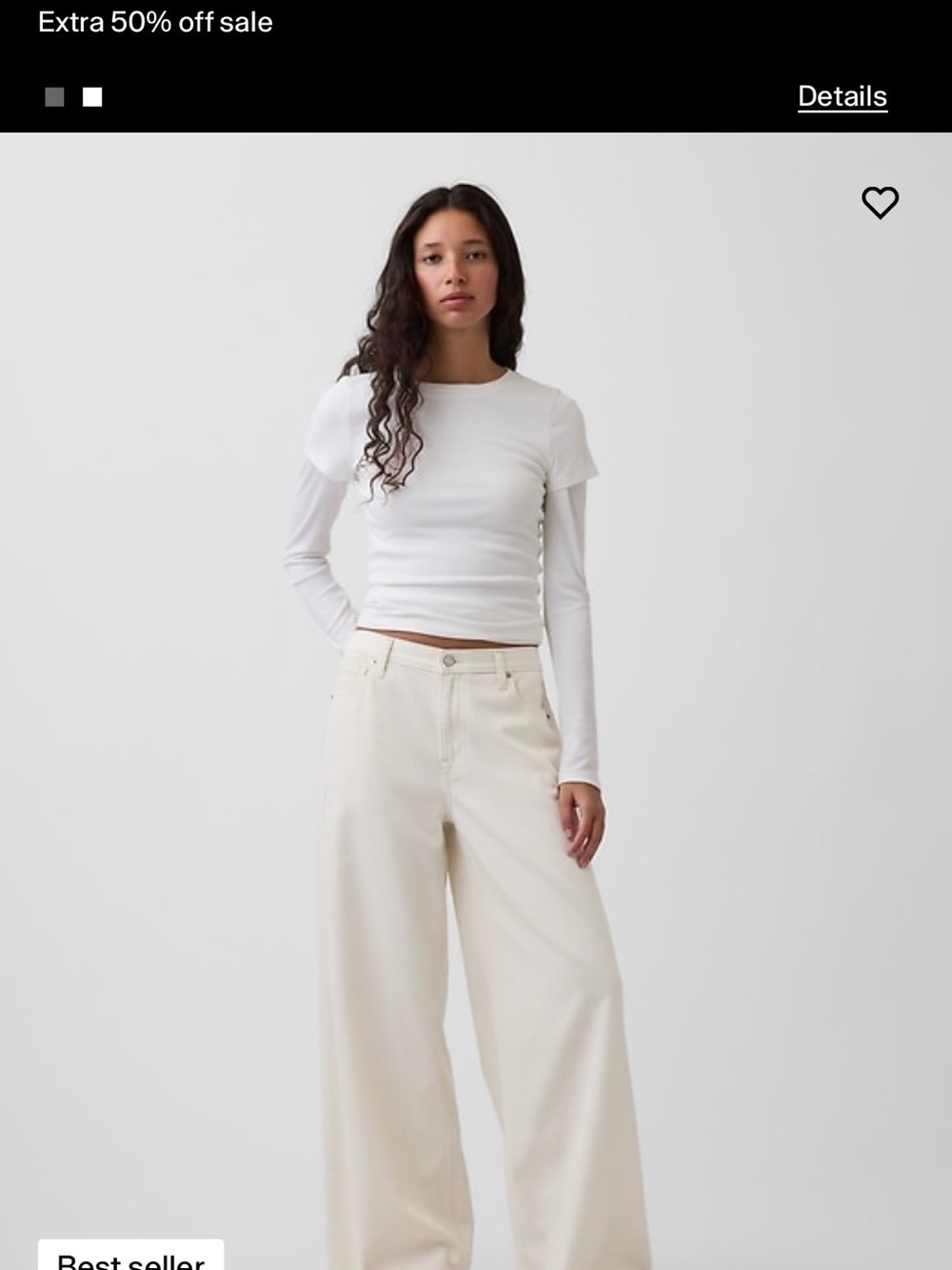 GAP Mid Rise UltraSoft Baggy Jeans - Ecru Beige